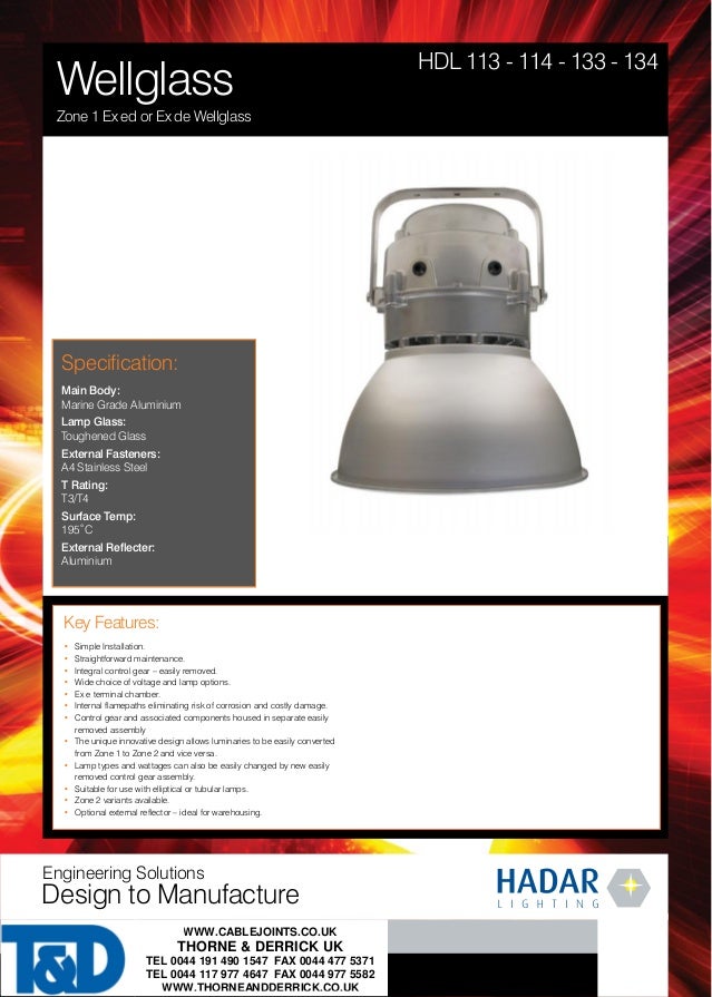 wellglass lighting zone 1 atex ex ed or ex de hadar hazardous are
