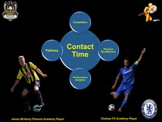Competition 
Contact 
Time 
Physical 
Development 
Performance 
Analysis 
Pathway 
James McGarry Phoenix Academy Player Chelsea FC Academy Player 
 