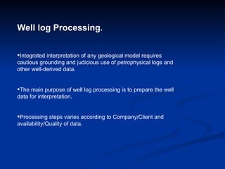 Well log data processing | PPT