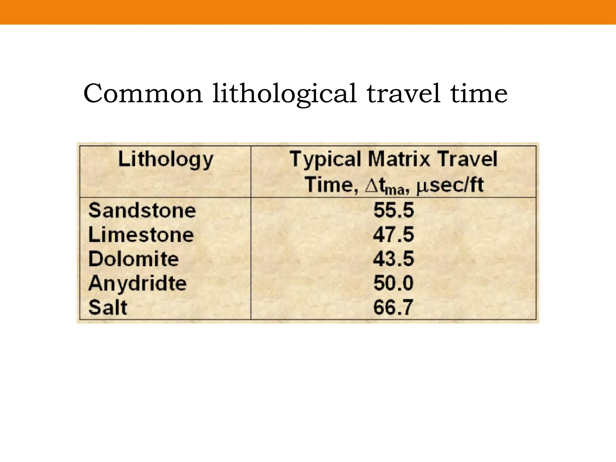 Common lithological travel time
 