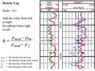 Density Log
Scale = 0.1
Add the value from left
to right
Or subtract from right
to left
 