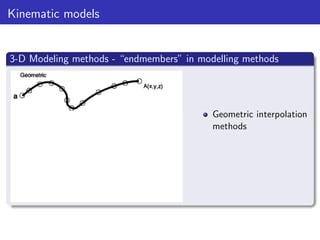 Kinematic models
3-D Modeling methods - “endmembers” in modelling methods
Geometric interpolation
methods
 