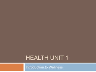 Health Unit 1 Introduction to Wellness 