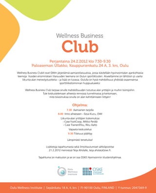Wellness Business Club 24.2 Oulu