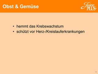 hemmt das Krebswachstum schützt vor Herz-/Kreislauferkrankungen Obst & Gemüse 