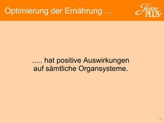 ..... hat positive Auswirkungen auf sämtliche Organsysteme. Optimierung der Ernährung … 