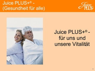 Juice PLUS+ ®  -  (Gesundheit für alle) Juice PLUS+ ®  - für uns und unsere Vitalität 