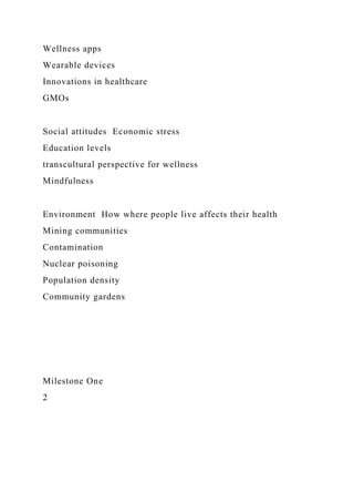 Wellness and HealthWellness refers to the state of bein.docx