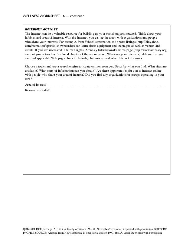 38 Wellness Worksheet 39 Answers - Worksheet Source 2021