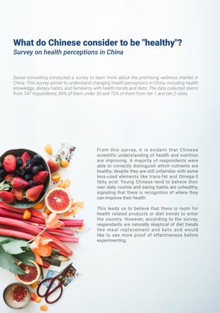 What do Chinese consider to be "healthy"?
Survey on health perceptions in China
From this survey, it is evident that Chine...