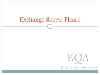 Exchange Sheets Please
 