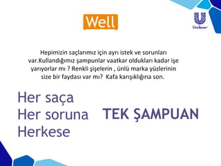 Hepimizin saçlarımız için ayrı istek ve sorunları
var.Kullandığımız şampunlar vaatkar oldukları kadar işe
yarıyorlar mı ? Renkli şişelerin , ünlü marka yüzlerinin
size bir faydası var mı? Kafa karışıklığına son.
 