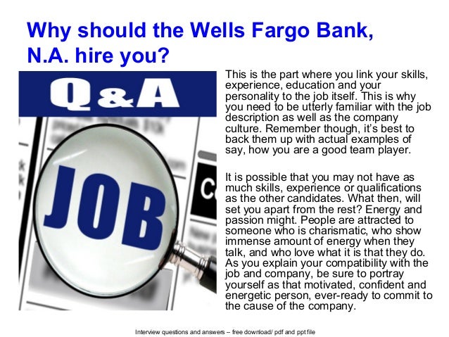 Wells fargo bank, n.a. interview questions and answers