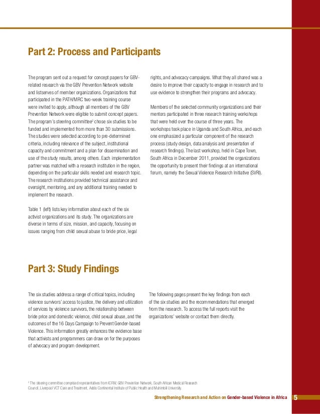 Research paper gender based violence