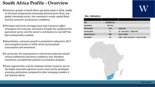South Africa Profile - Overview
vEconomic growth in South Africa was fairly weak in 2016, chiefly
on the back of depressed...