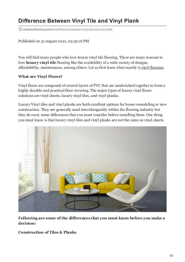 Here Check out the Difference Between Vinyl Tile and Vinyl Plank