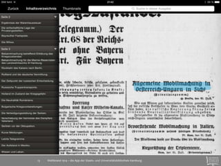 Weltbrand 1914 – die App der Staats- 13 und Universitätsbibliothek Hamburg 
 