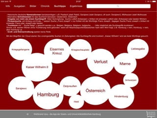 Weltbrand 1914 – die App der Staats- 18 und Universitätsbibliothek Hamburg 
 