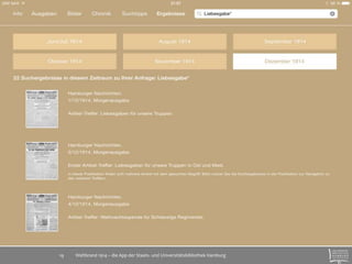 Weltbrand 1914 – die App der Staats- 19 und Universitätsbibliothek Hamburg 
 