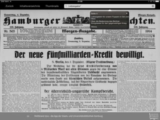 Weltbrand 1914 – die App der Staats- 20 und Universitätsbibliothek Hamburg 
 