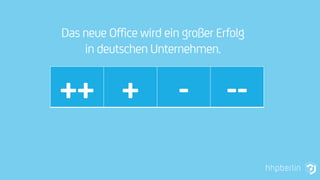 Das neue Office wird ein großer Erfolg
    in deutschen Unternehmen.


++ +                    -         --
 