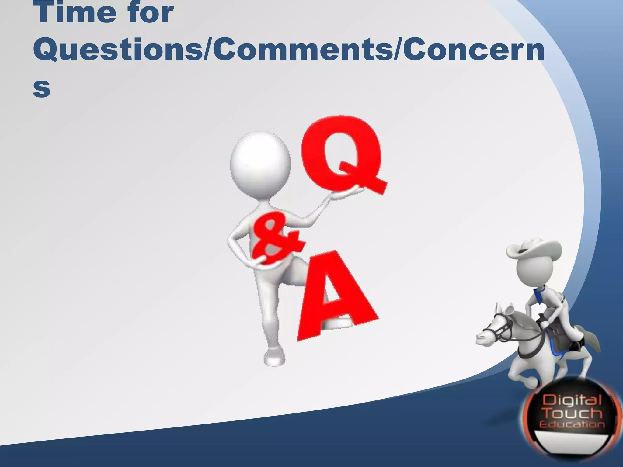 Time for
Questions/Comments/Concern
s
 