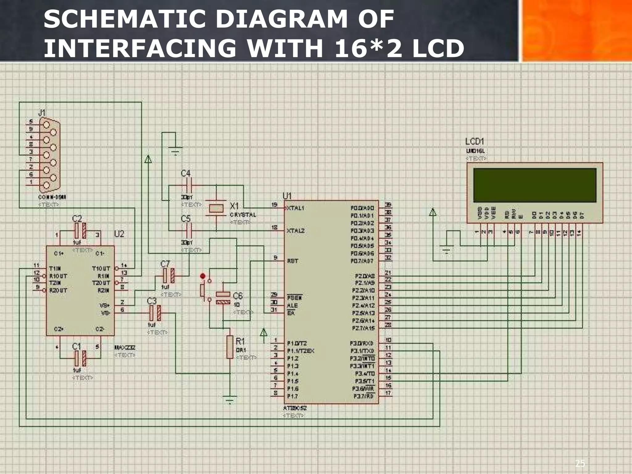 SCHEMATIC DIAGRAM OF
INTERFACING WITH 16*2 LCD
LCD
25
 