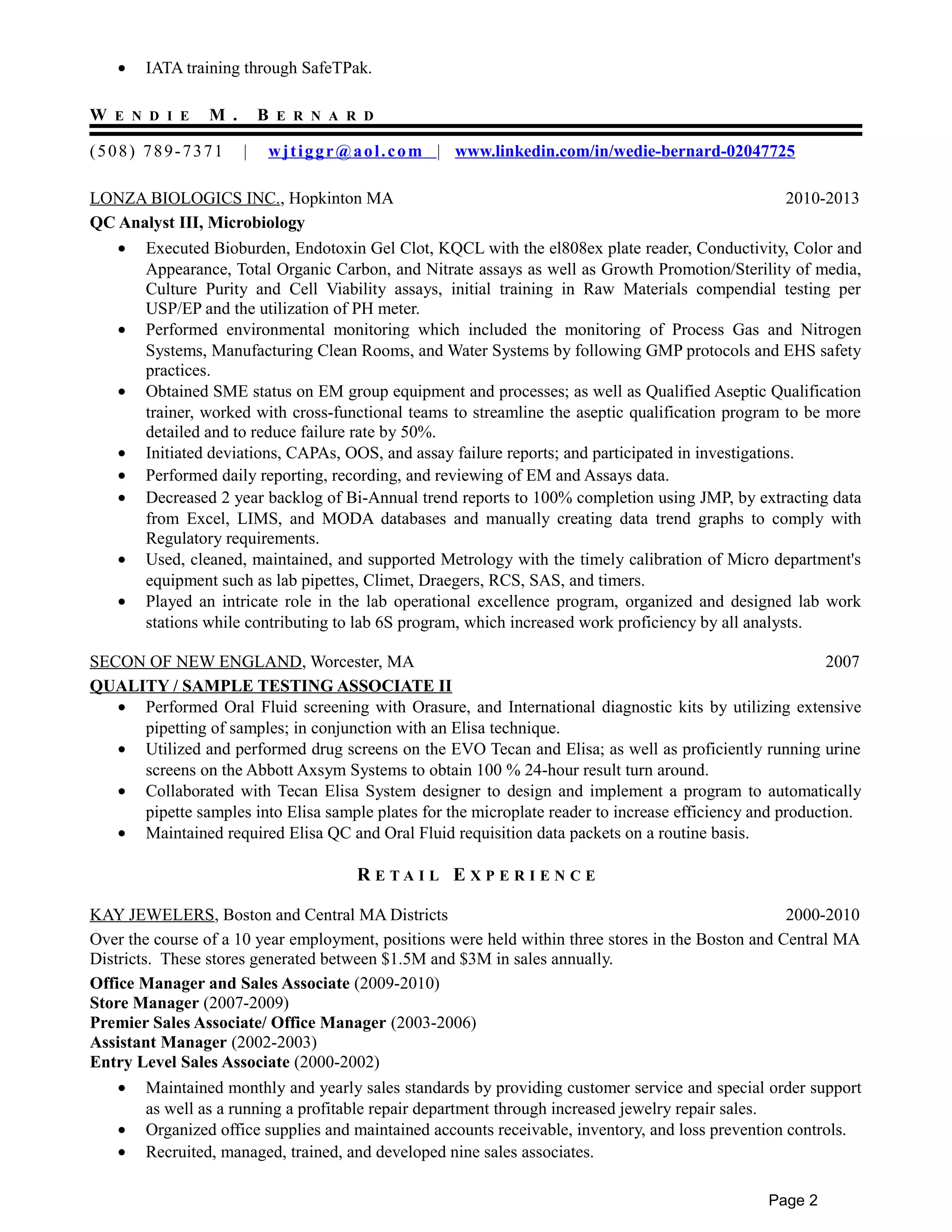 Moda Com Protocol Wendie Bernard CV | DOC
