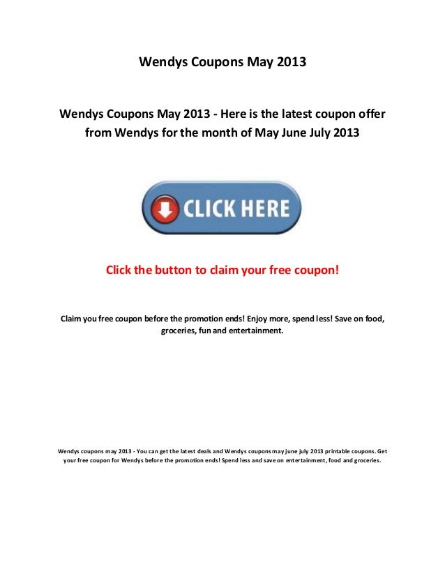 Wendys coupons may 2013