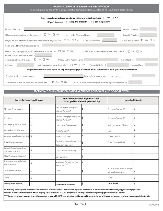 wendy shaw short sale package request for mortgage assistance form
