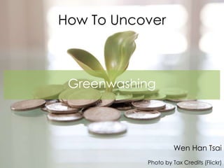 How To Uncover
Wen Han Tsai
Photo by Tax Credits (Flickr)
Greenwashing
 