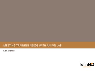 MEETING TRAINING NEEDS WITH AN IVN LAB Kim Wenko 