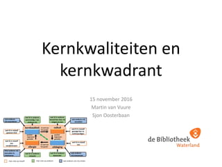 Kernkwaliteiten en
kernkwadrant
15 november 2016 & 1 december
Martin van Vuure
Sjon Oosterbaan
 
