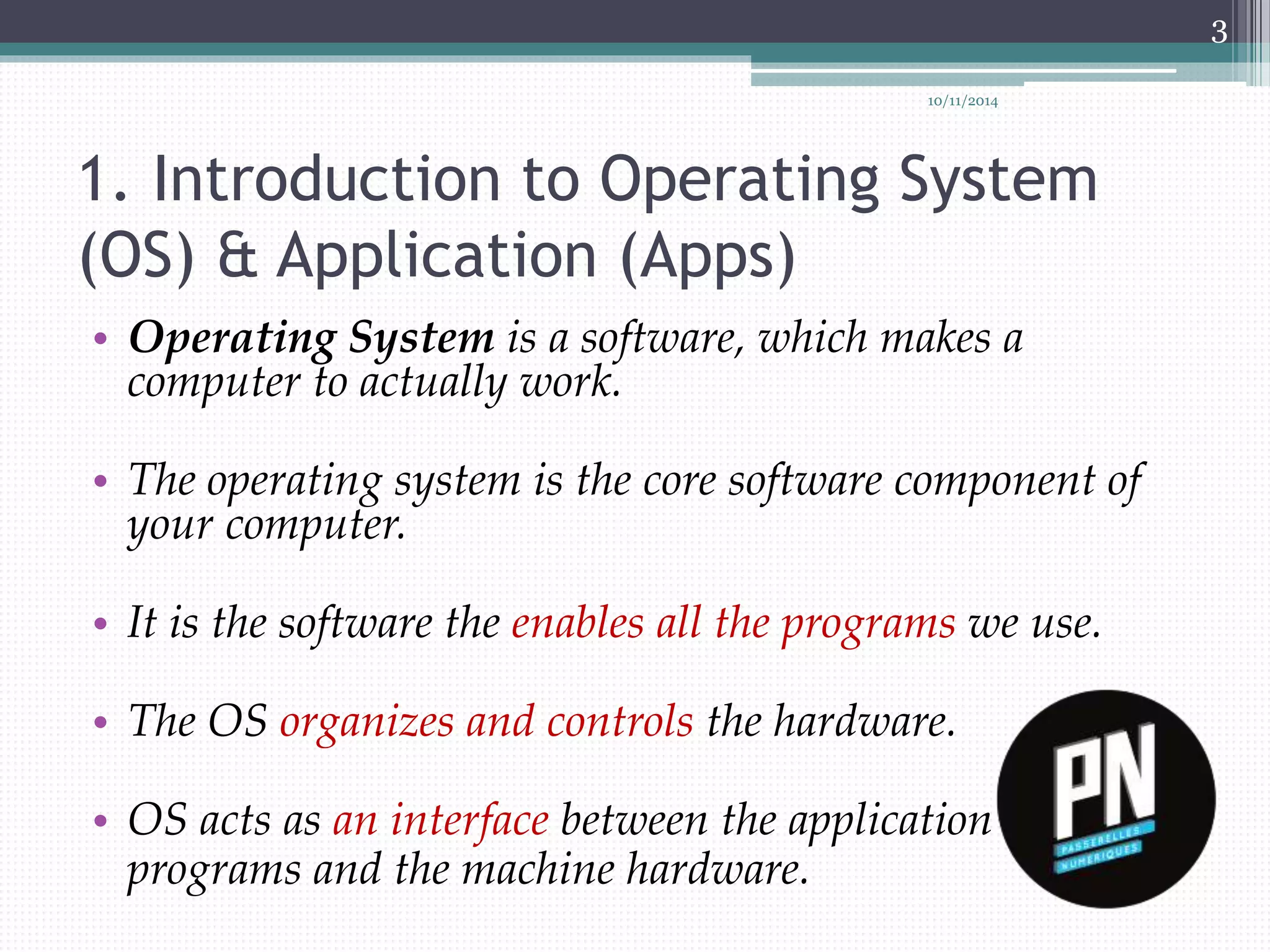 Introduction, Installation Operating System and Application | PPTX ...