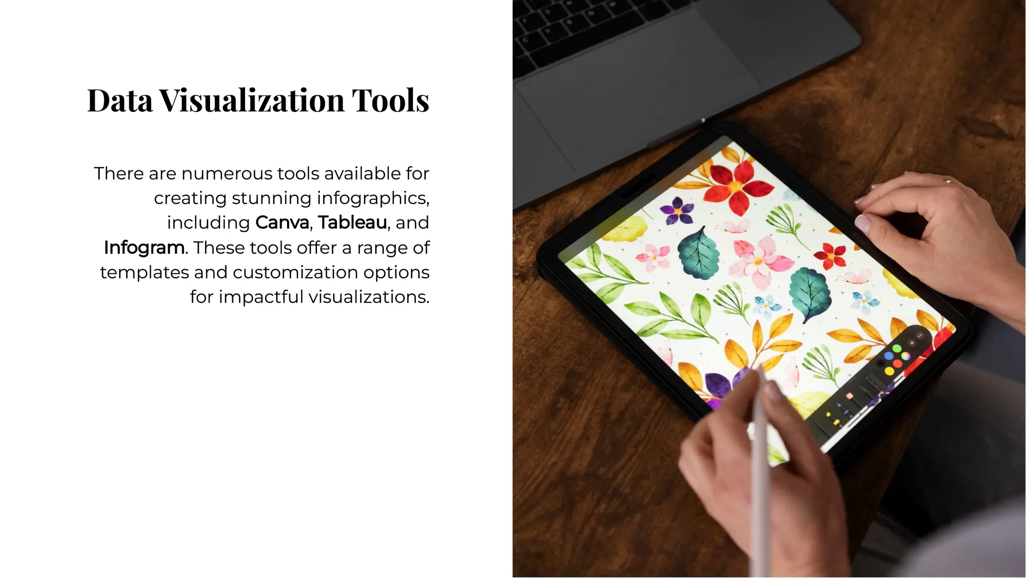 Data Visualization Tools
Data Visualization Tools
There are numerous tools available for
creating stunning infographics,
including Canva, Tableau, and
Infogram. These tools offer a range of
templates and customization options
for impactful visualizations.
There are numerous tools available for
creating stunning infographics,
including Canva, Tableau, and
Infogram. These tools offer a range of
templates and customization options
for impactful visualizations.
 