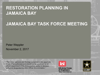 Army Corps of Engineers Report on Restoration Planning in Jamaica bay Slide 1