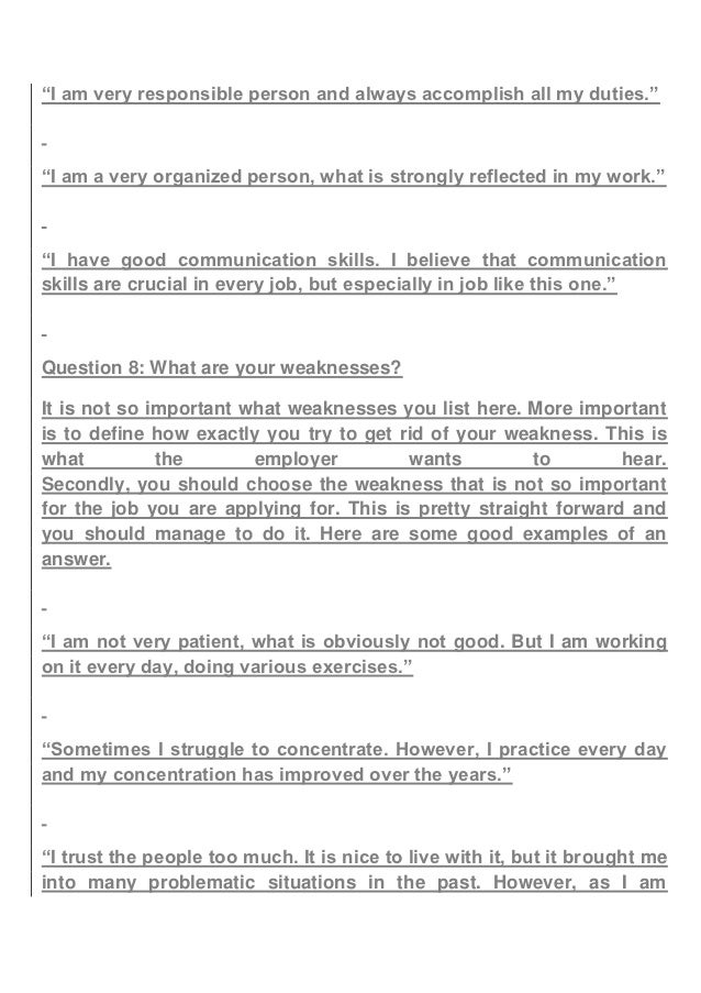 standard interview questions