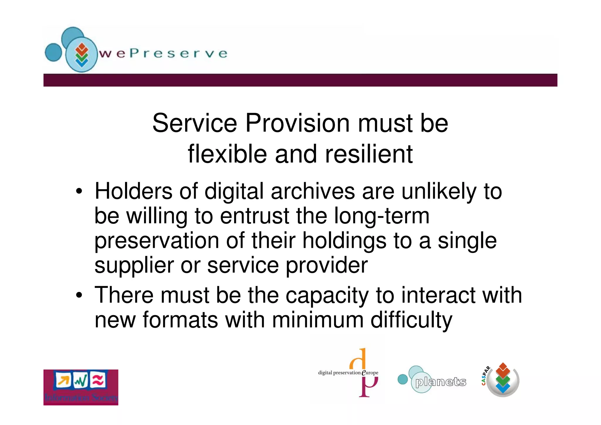 Building A Sustainable Model for Digital Preservation Services, Clive Billenness, Programme Manager - Planets