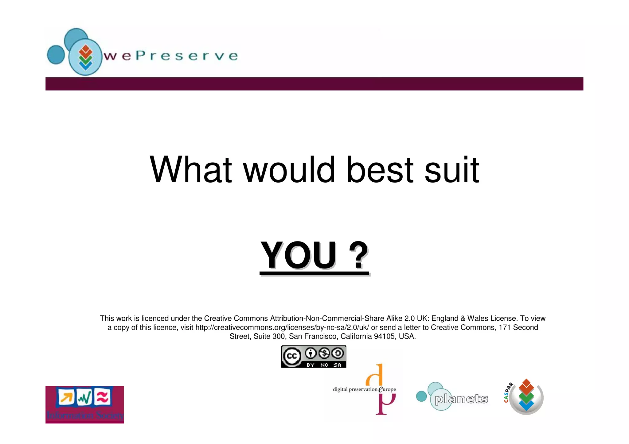 Building A Sustainable Model for Digital Preservation Services, Clive Billenness, Programme Manager - Planets