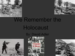 We Remember the Holocaust  By: David Adler 