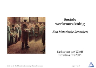 Sociale
werkvoorziening
Een historische kenschets

Saskia van der Werff
Creathos bv/2005

Saskia van der Werff/Sociale werkvoorziening; Historische kenschets

pagina 1 van 41

 