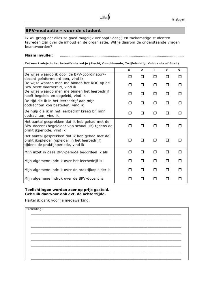 Evaluatieformulier Werknemer
