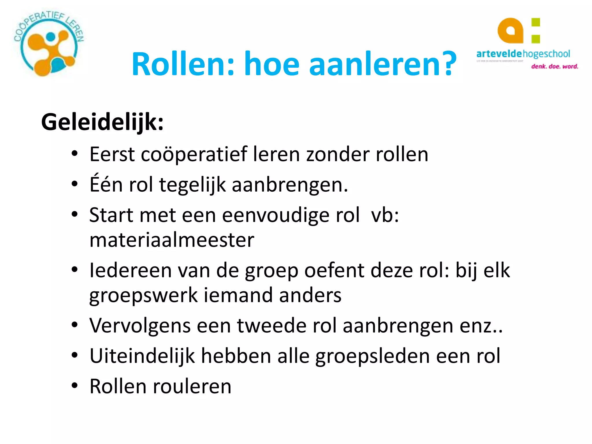 Qua Rolverdeling Werken met rollen of taakverdeling | PPTX