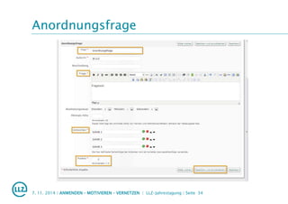 Anordnungsfrage
7. 11. 2014 | ANWENDEN – MOTIVIEREN – VERNETZEN | LLZ-Jahrestagung | Seite 34
 