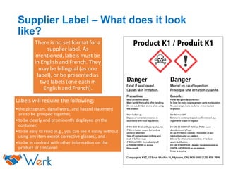 Supplier Label – What does it look
like?
 