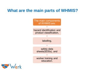 What are the main parts of WHMIS?
 