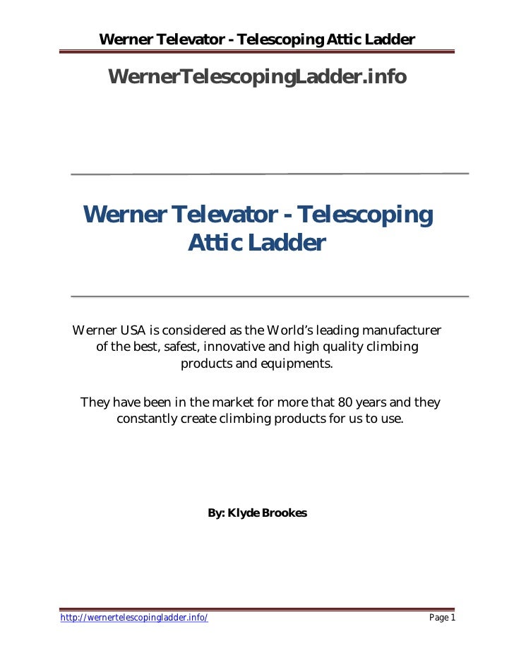Werner Televator Telescoping Attic Ladder