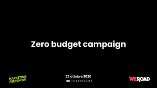 23 ottobre 2020
Zero budget campaign
 