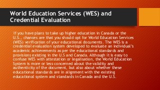 World Education Services Wes Canada