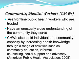 The Role Of Community Mental Health Workers\